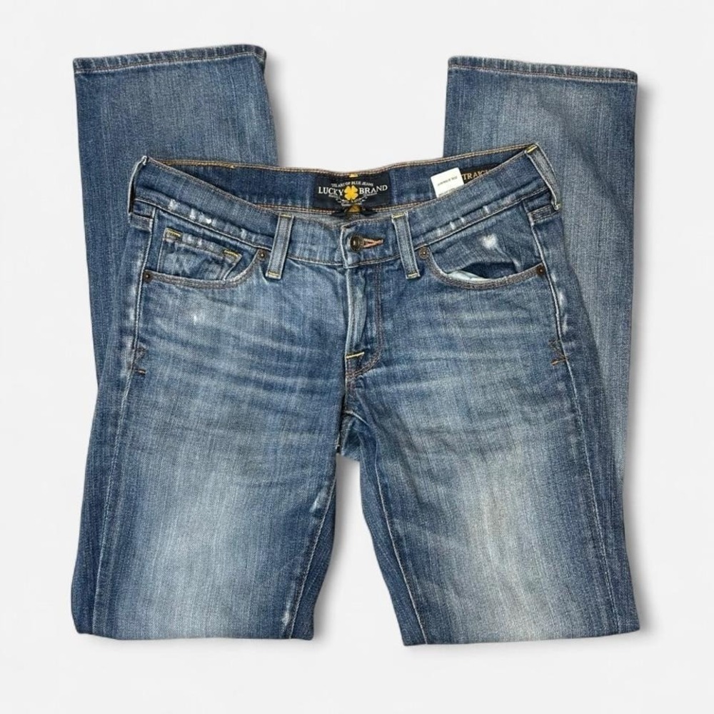 Y2K Lucky Brand Low Rise Distressed Straight Jeans Womens Fits 27" Waist